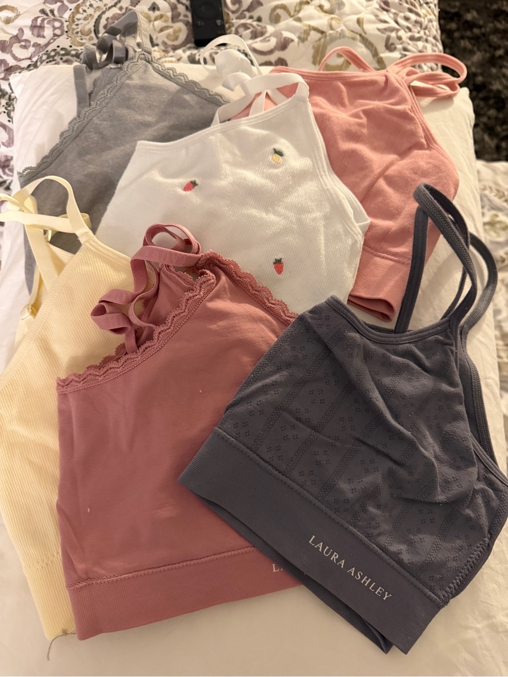 Laura Ashley Charcoal Gray Bralette - Comfort Crop Top mixed lot XL